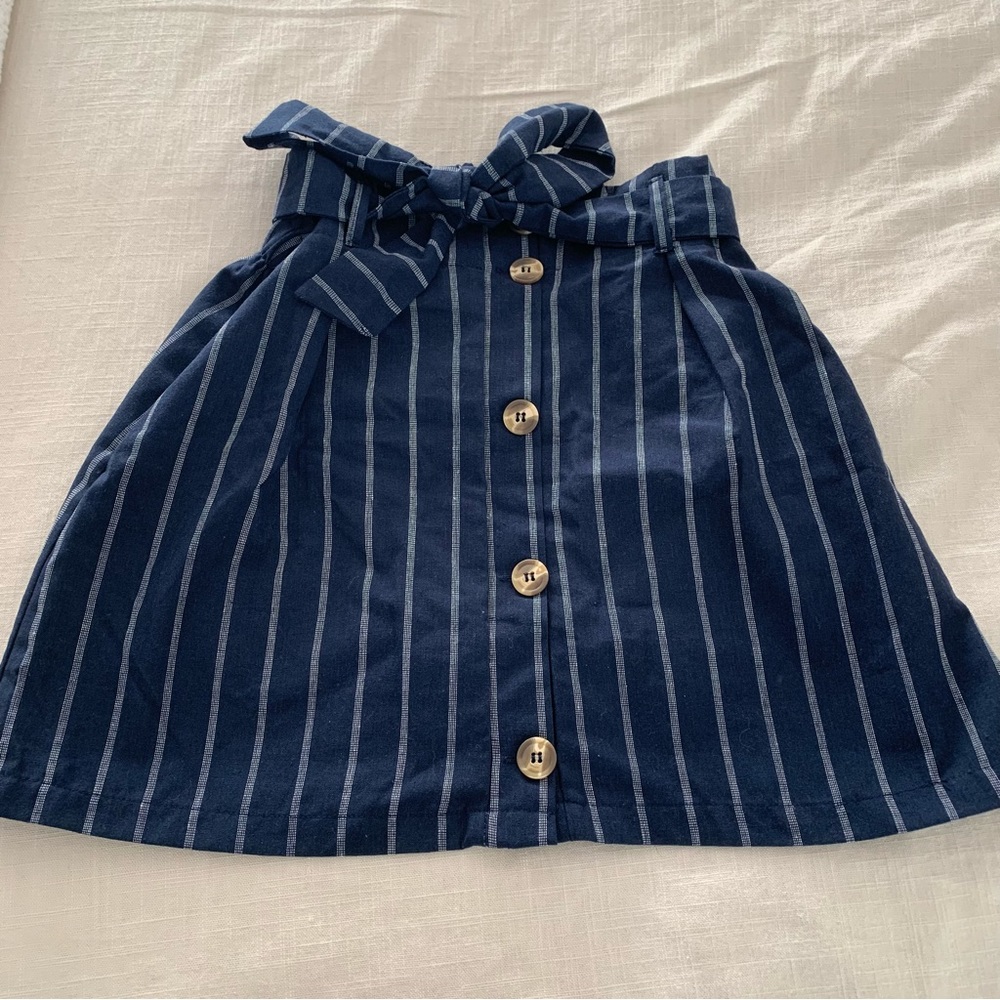 BNWT Navy Striped Paperbag Button Skirt